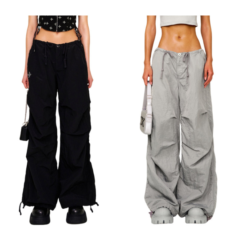 Smfk Ssangyong Lightning Cargo Pants Drawstring Wide Leg Sports Casual Pants Paratrooper Pants Thin New Style