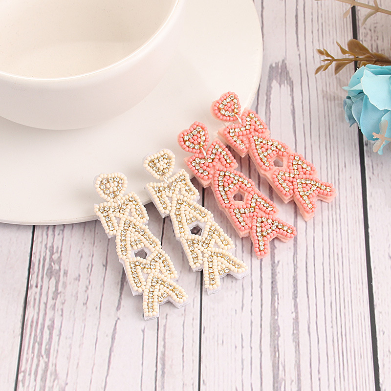 1 Pair Simple Style Letter Beaded Drop Earrings display picture 2