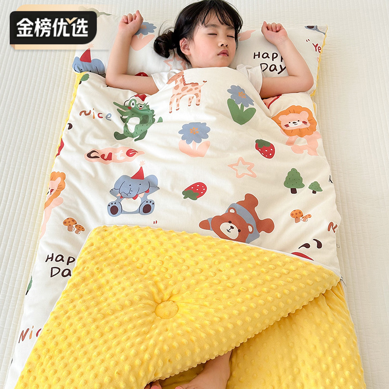 Category a Autumn and Winter Bean Velvet Kidsren's Sleeping Bag Anti-Kick Quilt Thickeneded Warm Baby Quilt Removable Cotton Sleeping Bag