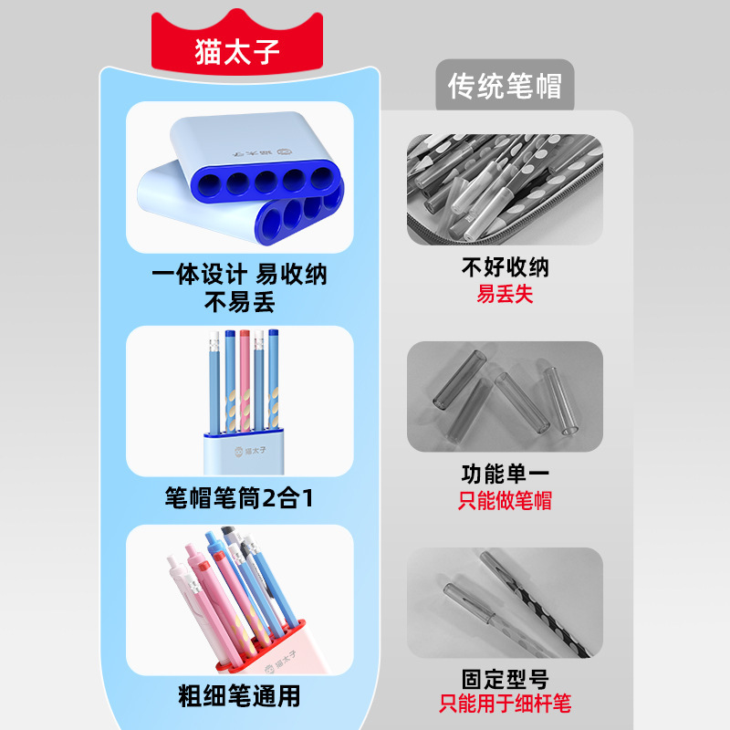 猫太子铅笔帽铅笔套小学生笔套铅笔头保护套中性笔笔盖迷你笔筒|undefined