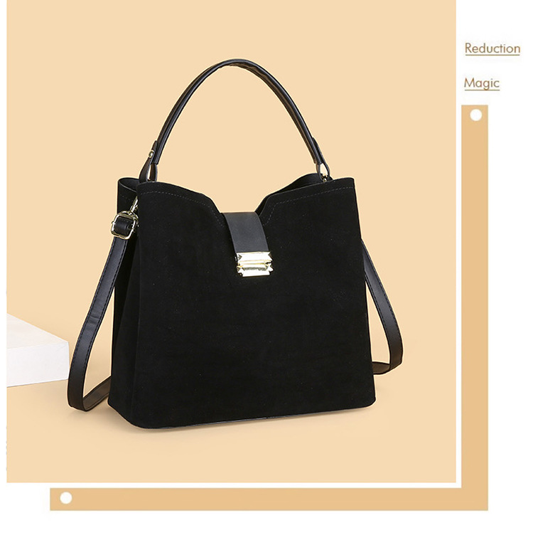 Zipper Closure Type Single Shoulder Strap Strap Type Women's Suede Solid Color Classic Style Bucket Zipper Handbag Crossbody Bag