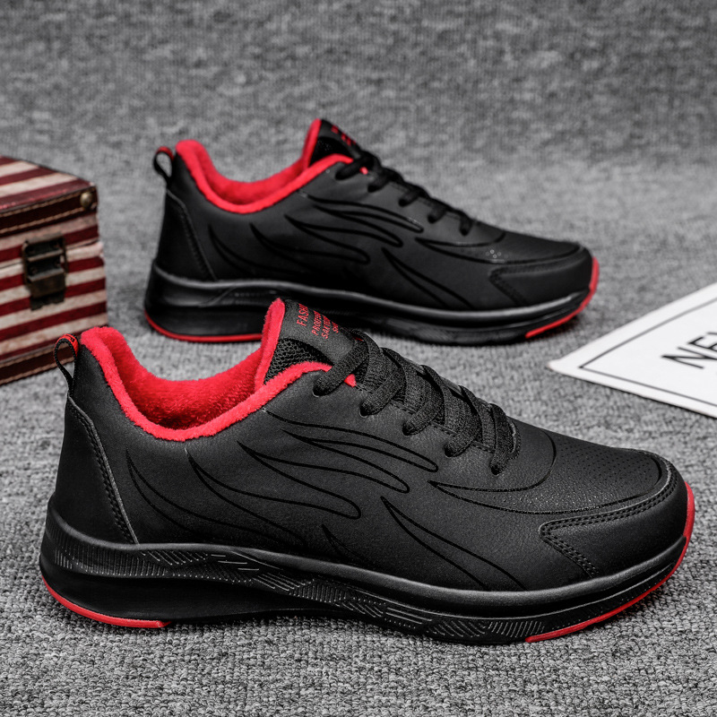 Zapatos masculinos de otoño e invierno, zapatos de cuero, zapatos deportivos, zapatos de correr, zapatos de moda masculina, zapatos de ocio y zapatos de terciopelo, zapatos turísticos