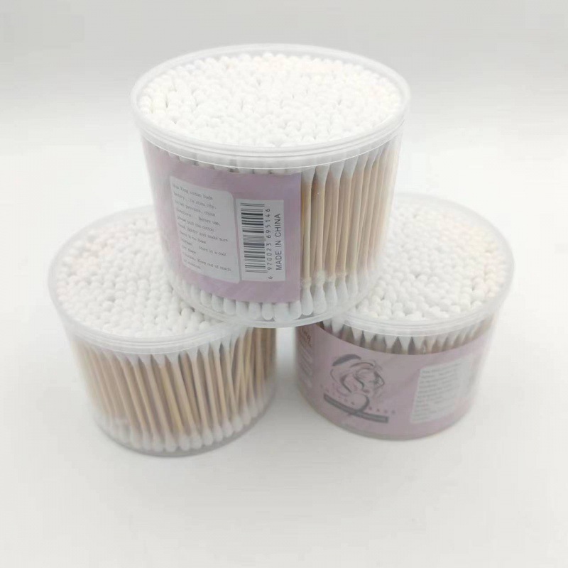 Hispones de algodón de doble cabeza para maquillaje y desmaquillaje, bastones de algodón desechables para limpieza de orejas, bastones de algodón higiénico y desinfectante, bastones de madera, bolas de algodón