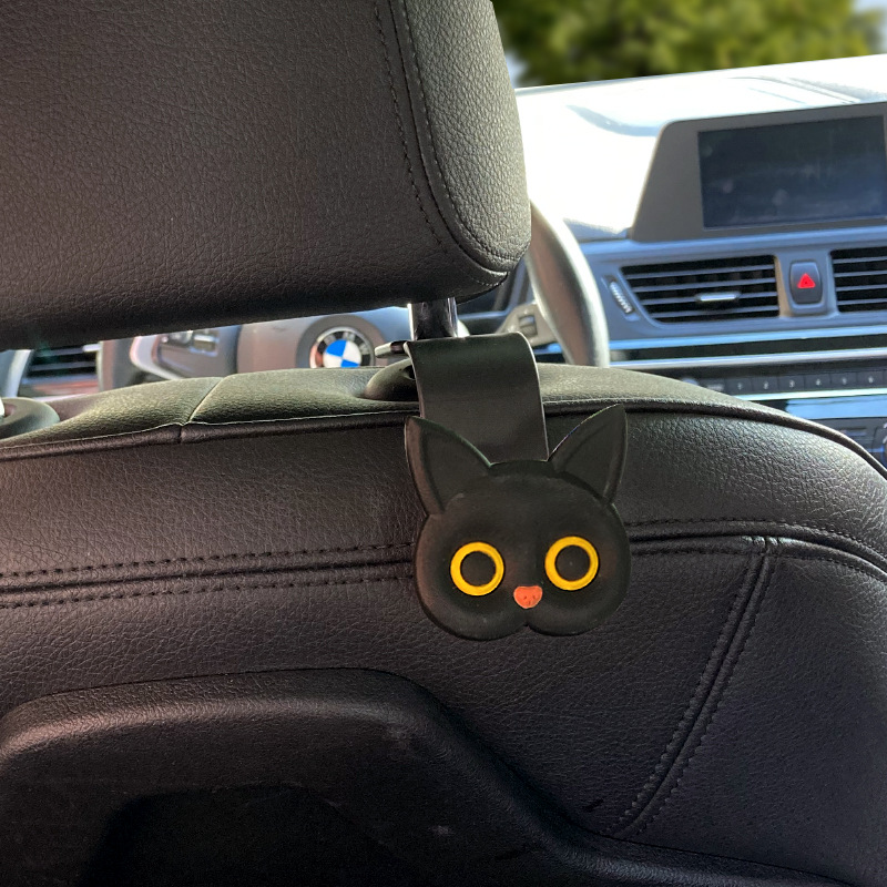 Boom 3D Cartoon Cat Asiento de fila trasera Gancho multifuncional Gancho pequeño de artículos colgantes ocultos creativos