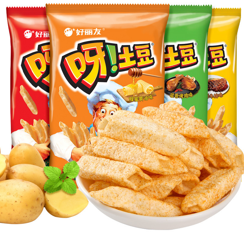 包邮好丽友呀土豆70g整箱20包休闲零食小吃摆地摊薯条蜂蜜味番茄