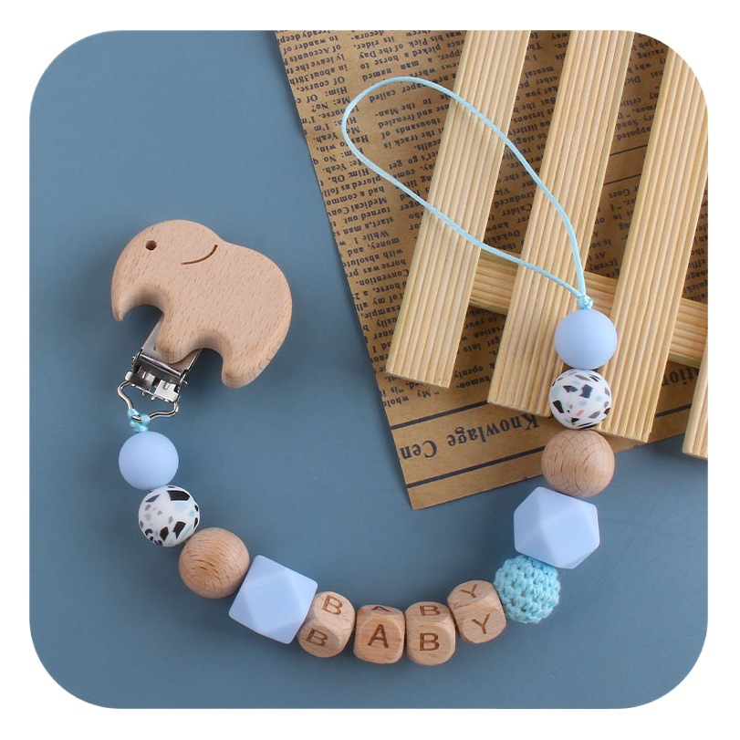Bebé suministros de dibujos animados animal Beech chupete clip calmante bebé de silicona leopardo cuentas Cadena de chupete cadena anti-caída