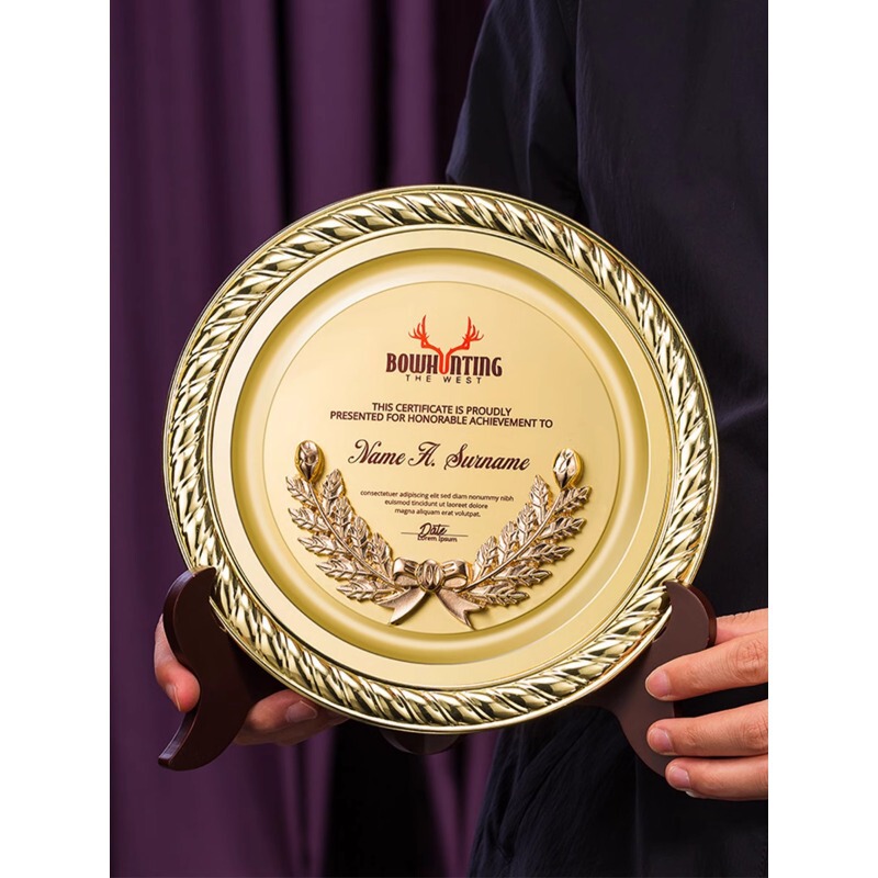 Award Plate Customization Metal Retirement Award Plate Round Plaque Authorized Plate Cloisonne Honor Commemorative Copper Plate Customization