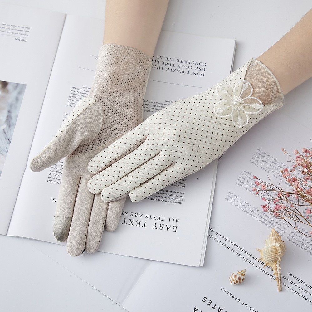 Guantes de protección solar para mujer nueva primavera y verano conducción estilo coreano encaje arco montar antideslizante guantes de pantalla táctil delgada