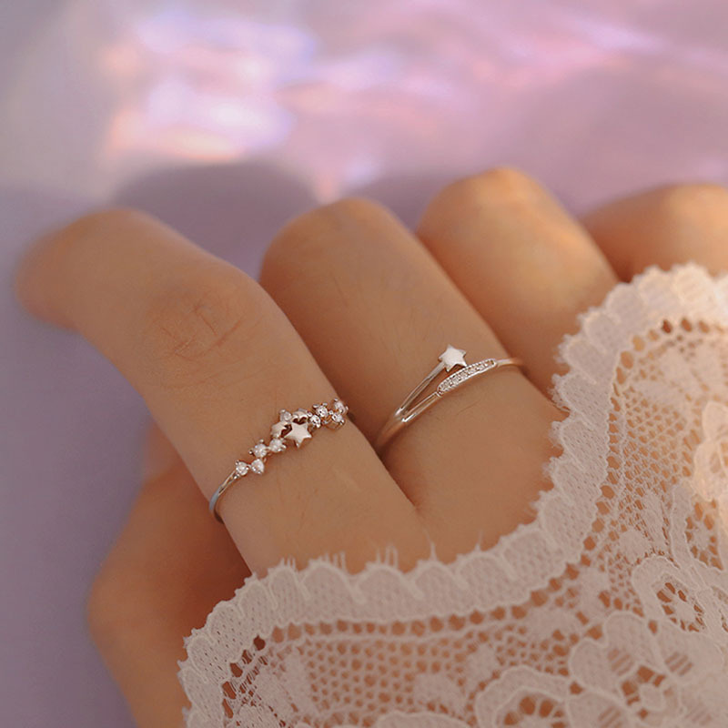 Sunrise glittrande diamant stjärna ring för kvinnor accessoar_voghion.com