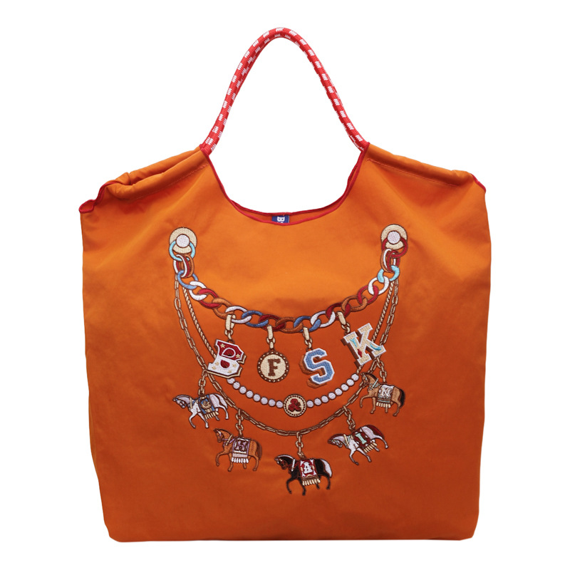 Nueva bolsa de lona bordada japonesa nicho bordado bolsas ecológicas de compras mochilas de nylon bolsas de hombro