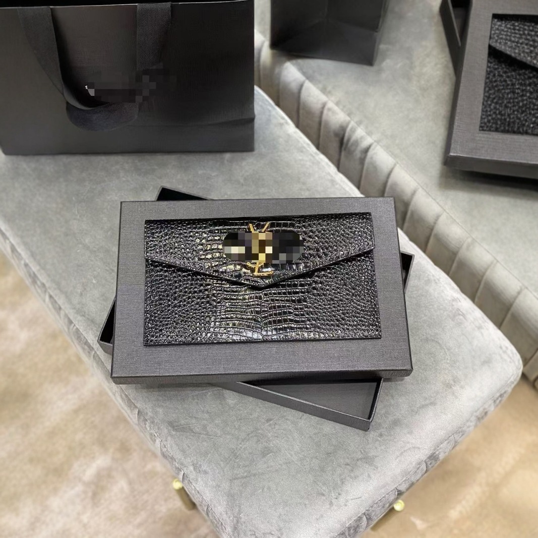 Saint罗家 Women's Clutch Bag Envelope Pouch Caviar Leather Evening Bag with Gift Box - Thumbnail 5