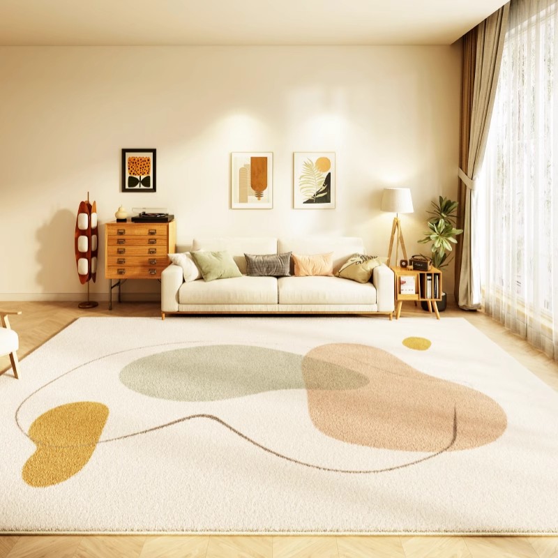Modern and minimalistic winter carpet made of faux fur for living…