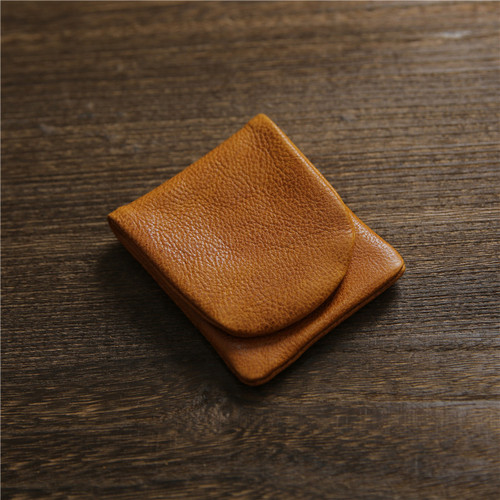 Men's vegetable-tanned first-layer cowhide creative large-capacity coin purse women's short buckle youth student genuine leather coin purse