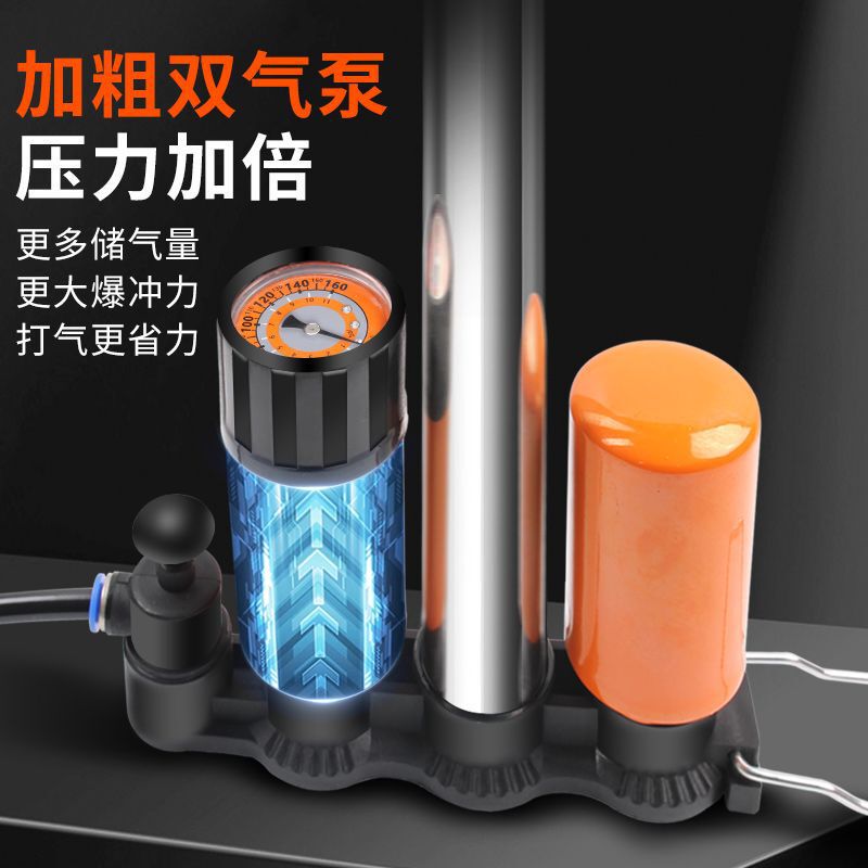 爆冲打气筒新型双罐储气高压电动车电瓶车汽车自行车气管子|undefined
