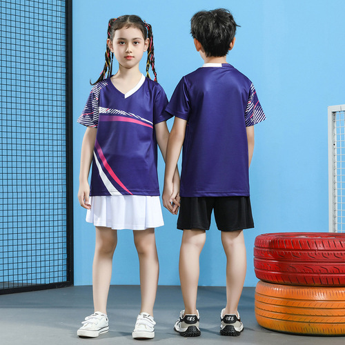 Children's New  Badminton Clothes Sports Short Sleeve Three Color Options Table Tennis Clothes Children's Sports Clothes Printed