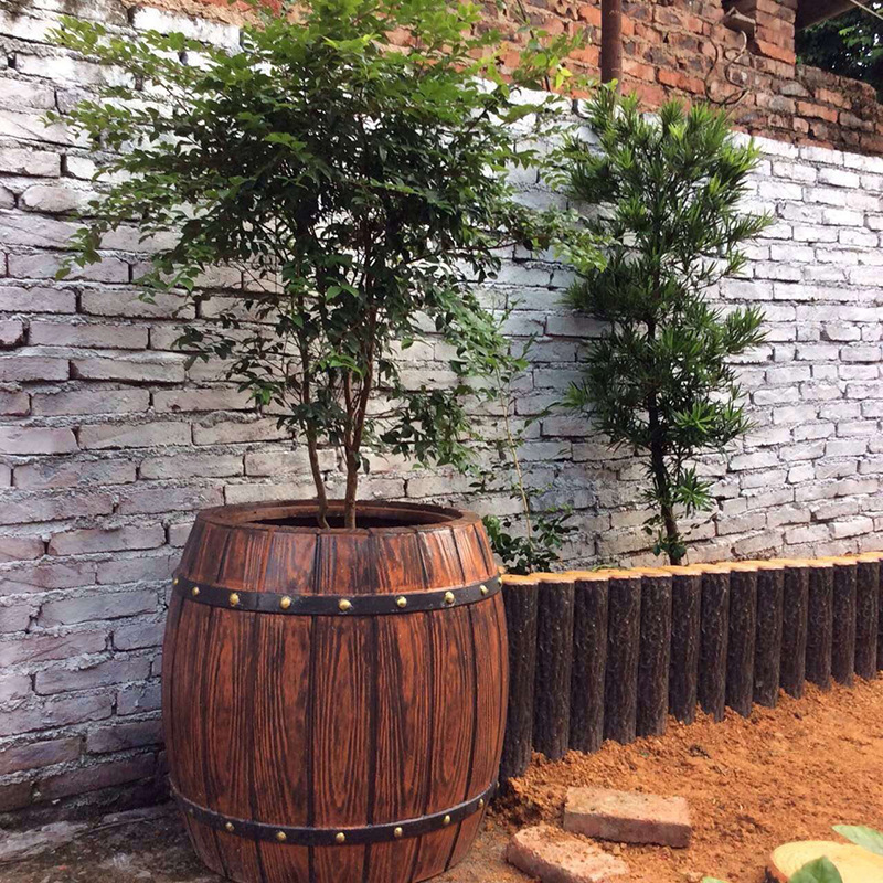 厂家供应GRC 仿木花盆 仿木纹栏杆 水泥构件 玻璃钢 型材供应