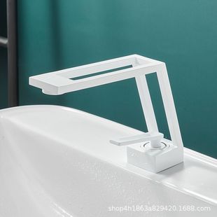 Creative and Simple Washbasin Faucet Bathroom European Art All-Copper Single-Hole Washbasin Faucet Hot and Cold Modern