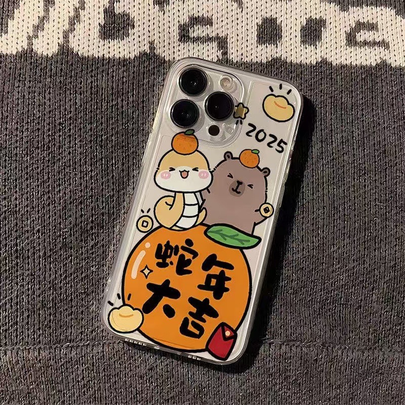 El año de la serpiente es adecuado para la carcasa del teléfono iphone16promax transparente Apple 15 anti-caída 14pro nuevo 13/12