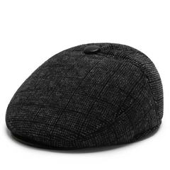 男士鴨舌帽秋冬加厚前進帽百搭走量款格子鴨舌帽中老年簡約復古帽