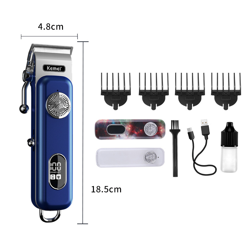 Cortadora de pelo eléctrica Kemei para barberías KM-1895 con pantalla digital, recortadora de pelo eléctrica ajustable, venta al por mayor