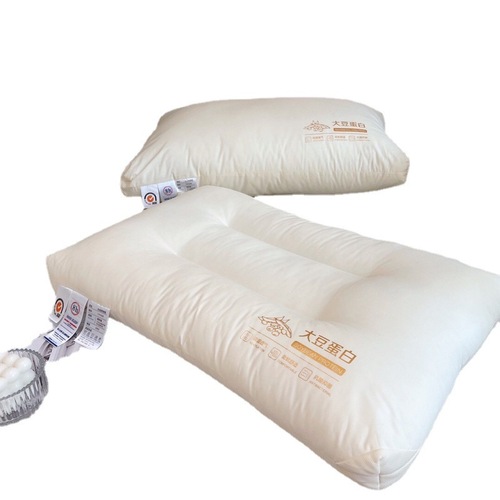 60S全棉贡缎大豆蛋白枕一对装头护颈枕头单人纯棉高低枕芯一只装