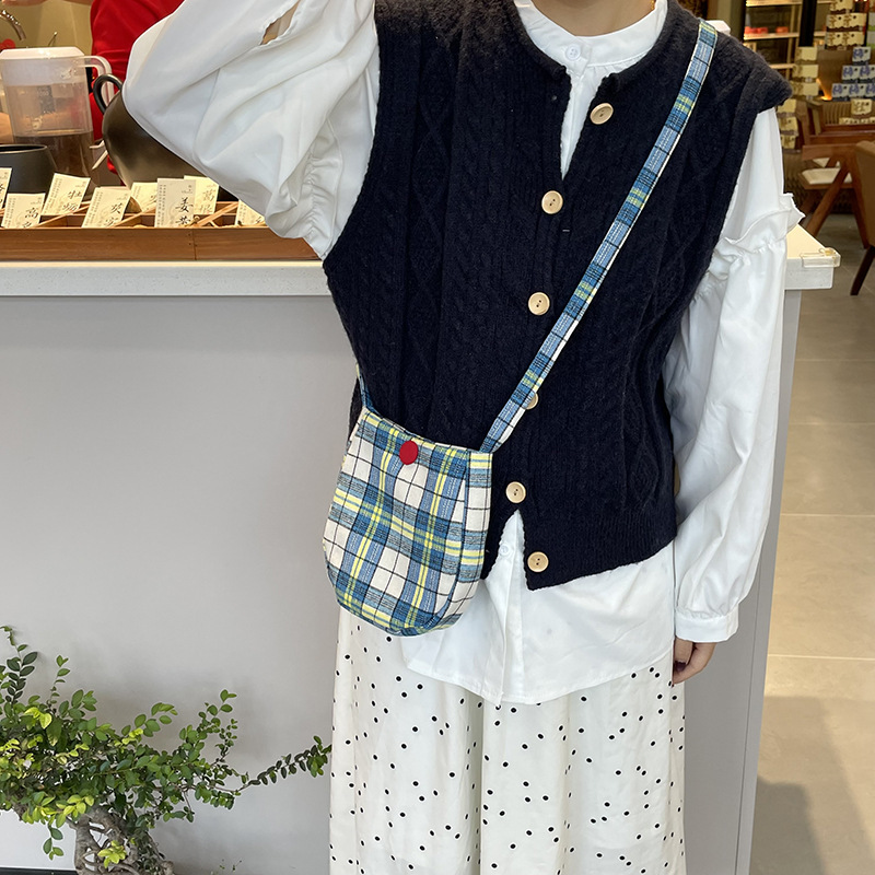 ポーチ｜チェック柄・レトロ・ポータブル・ショルダーバッグ・ファッション・レディース|undefined