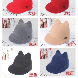 光板毛呢鸭舌帽骑士帽毛呢帽子女秋冬韩版百搭棒球帽马术帽宽檐潮