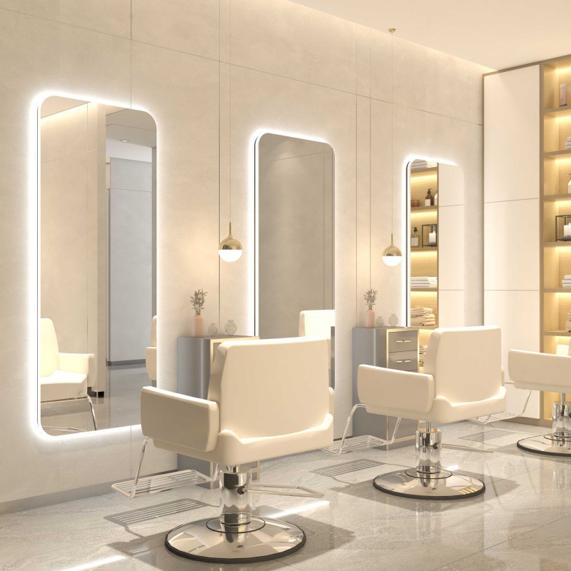 eQp Barberie Red espejo simple tipo de pared belleza mirror salón de belleza espejo unilateral banda de moda image 9