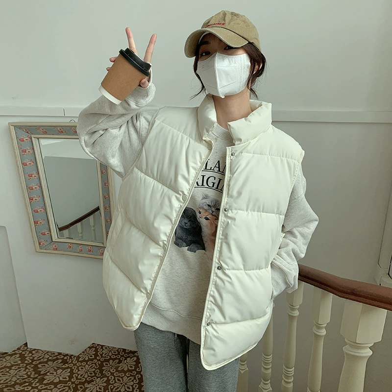 Модная стеганая куртка в европейском и американском Корейском стиле, Женская осенне-зимняя легкая куртка, новинка, Свободный жилет больших размеров, жилет с воротником и воротником