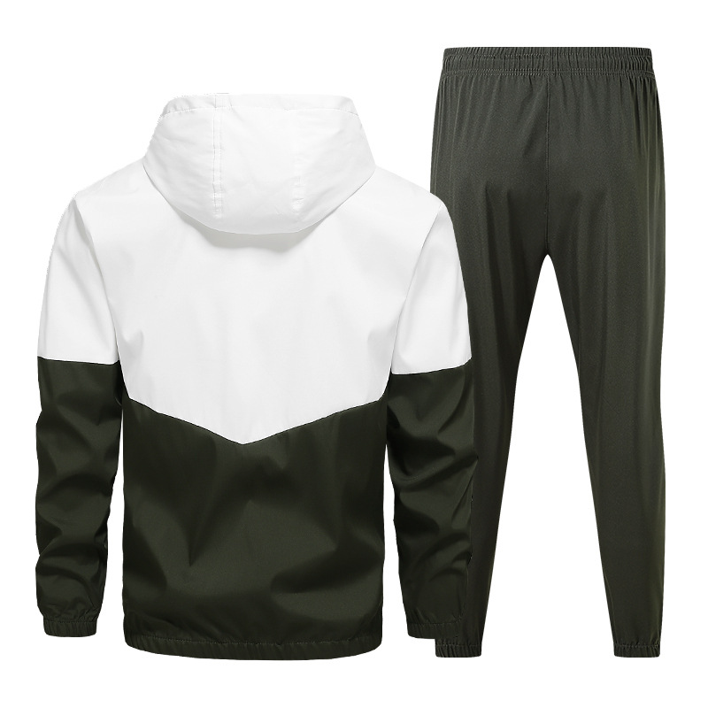 Primavera y otoño hombre color combinación de trajes deportivos de moda transfronterizos chaqueta con sombrero ropa de entrenamiento de gimnasio dos piezas image 6