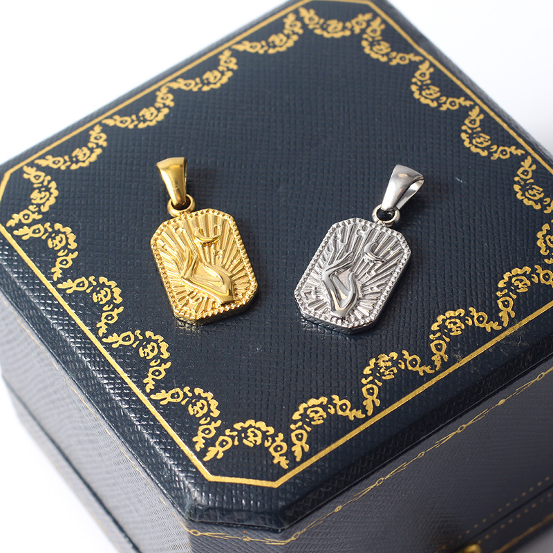 304 Stainless Steel Material Hand, Moon Pattern All Seasons Season 1 Piece 12*21mm 304 Stainless Steel Hand Moon Pendant