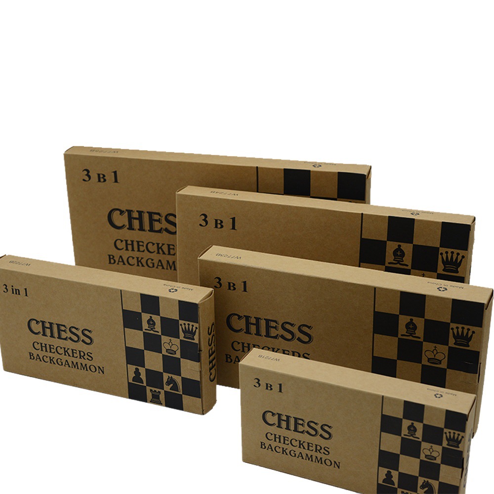 Ajedrez internacional directo de fábrica plegable tres en uno rompecabezas de madera conveniente juego de ajedrez juguete ajedrez transfronterizo