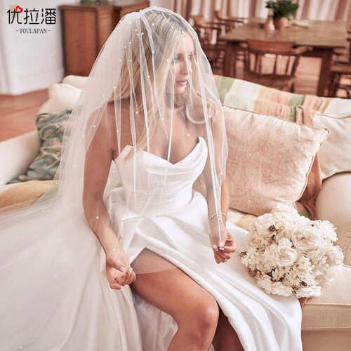 Ulapan New European and American Wedding Bridal Pearl Veil Handmade Women's Soft Veil Travel Photography Wedding Photo Veil V114