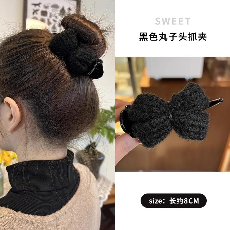 女性用の新しい夏のニットヘアピン、ミルクコーヒー色、甘い、カジュアル、多用途のリボンヘアピン、ヘアボールヘッドが利用可能|undefined