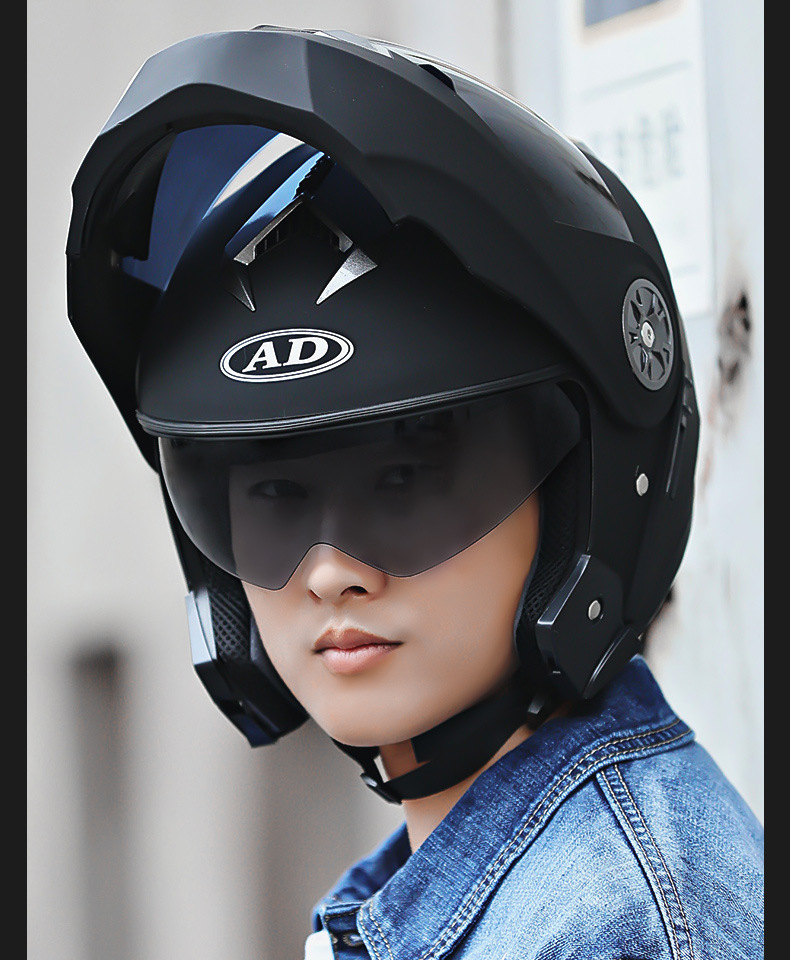 Cross-Border Exclusive Supply of Electric Motorcycle Helmets for Men and Women, Open-Face Helmet with Dual Mirror Design, Full-Face Helmet for Riding with High-Definition Mirror