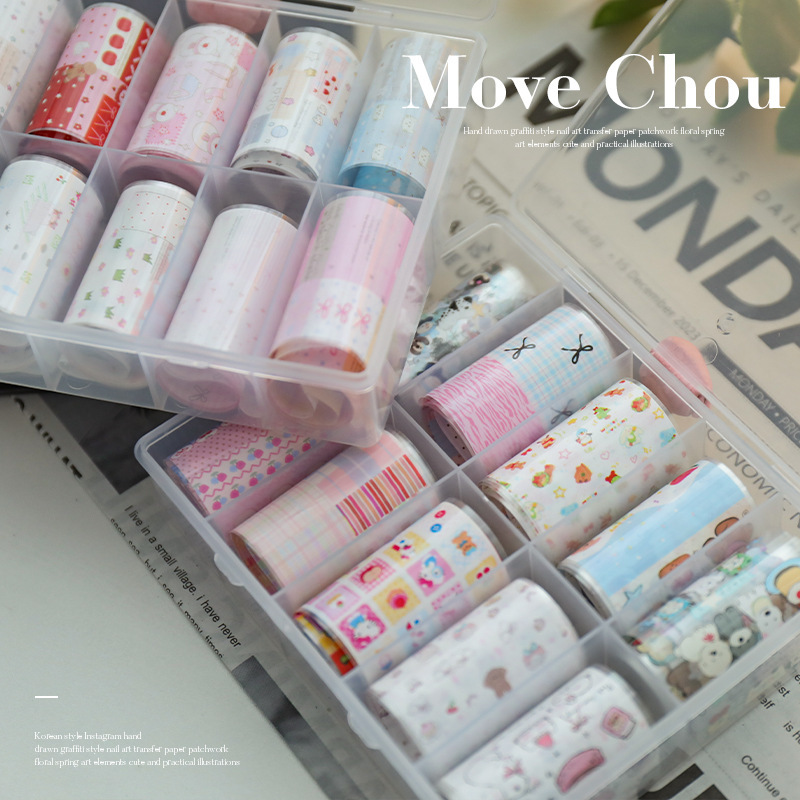 Nail art new starry sky hand-painted graffiti wind transfer paper art elements cute cartoon kitty illustration wholesale