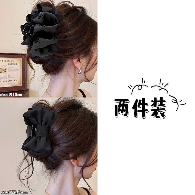 Clip de abrazadera de arco de satén negro detrás de la cabeza grande tiburón clips princesa clip de cabello red tarjeta de cabello rojo adornamiento para el cabello explosivo