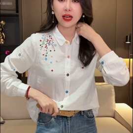 2026新中式国风刺绣衬衫女长袖新款复古感衬衣洋气小众上衣春