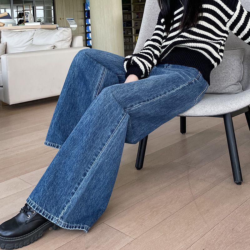 牛仔喇叭裤女秋冬2025年新款宽松百搭大阔脚裤直筒宽腿大喇叭拖地|undefined