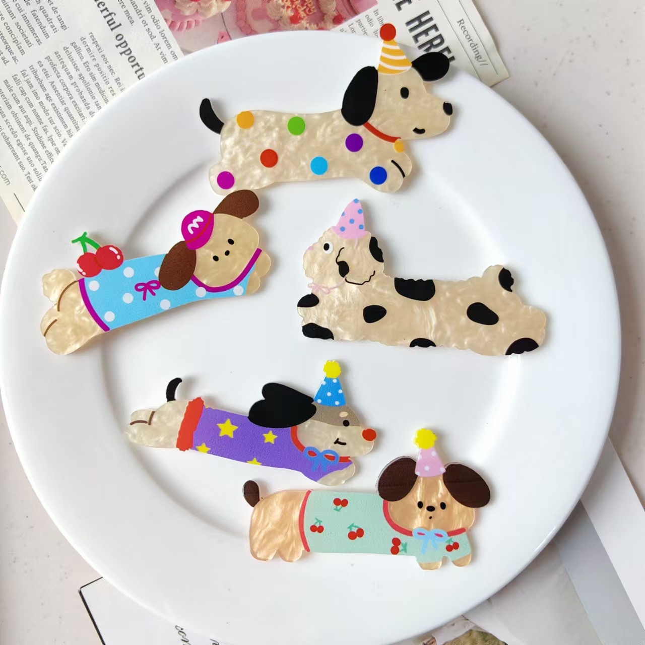 새로운 귀여운 만화 고양이 강아지 아크릴 액세서리 DIY 전화 케이스 패치 헤어핀 헤드웨어 구멍 신발