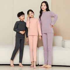 Children's Baby Silk Wool Warm Innerwear Set School Uniform Magic Thickened Fleece for Boys and Girls Middle and Large Children Winter