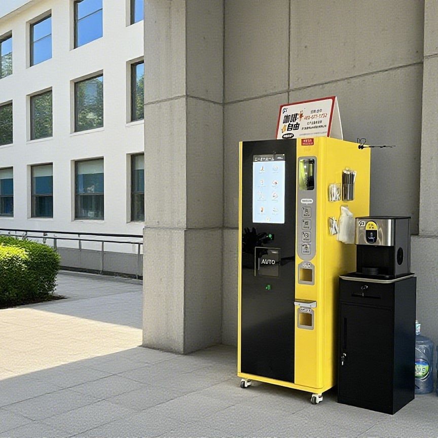 Máquina expendedora de café vertical 30 + bebidas calientes y fríos de doble temperatura falta de material de advertencia automática + aviso remoto de fallas