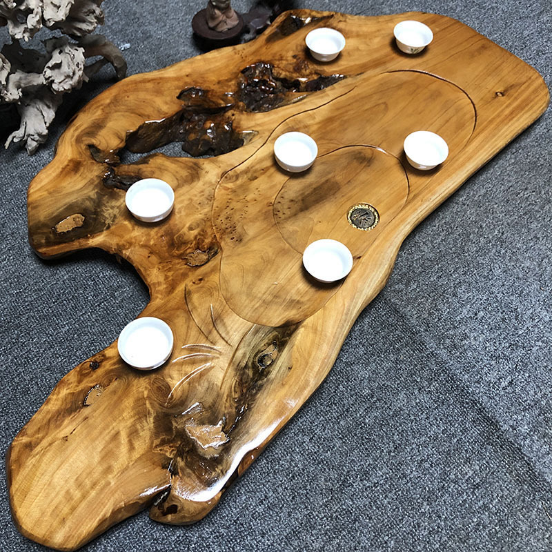 整块实木根雕茶盘天然树根瘤疤茶台茶海原木排水家用功夫简约茶C