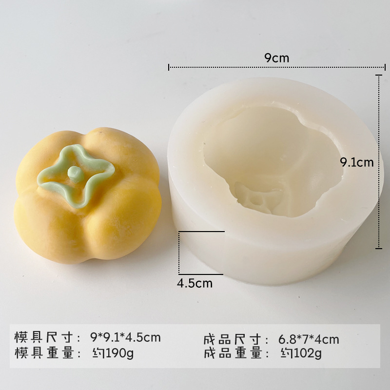 Tridimensional caqui chocolate molde de silicona DIY mousse pastel de jabón hecho a mano epoxi aromaterapia vela molde de yeso