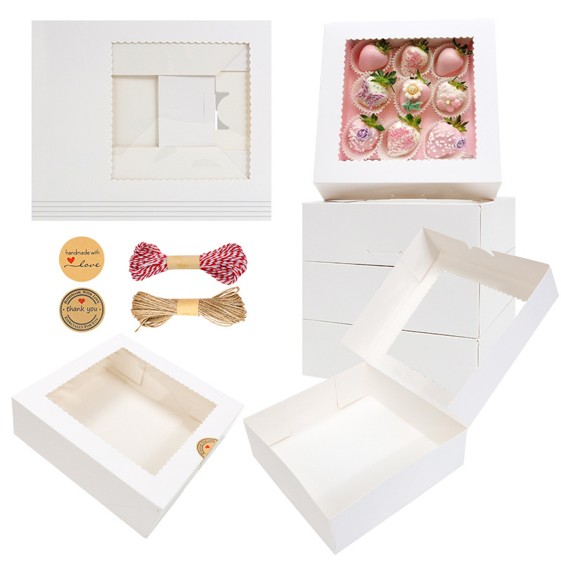 Taza de papel de comercio exterior transfronterizo Caja de pastel Caja de embalaje de postre plegable gratuita personalizada Tamaño personalizado Caja de galletas de cartón blanco