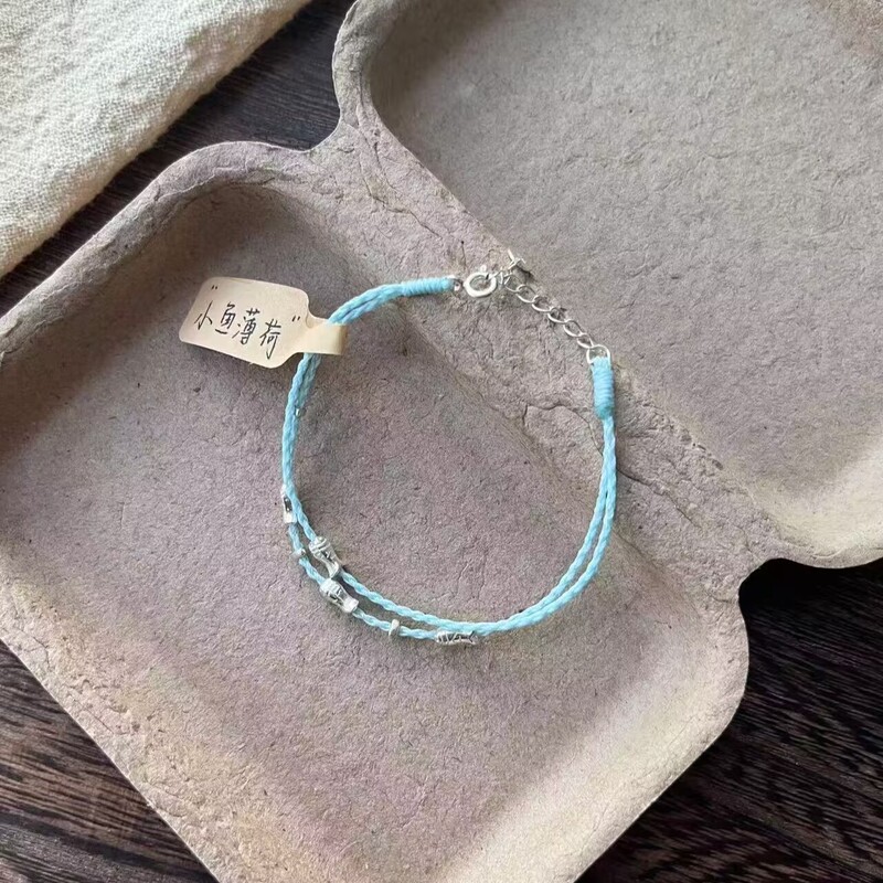 Little Fish Mint Good Luck Handmade Woven Design Bracelet Ins Niche Light Luxury Best Friend Bracelet Graduation Gift