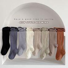 纯色女童打底裤宝宝连裤袜儿童连体袜外穿简约条纹中厚春秋a类棉