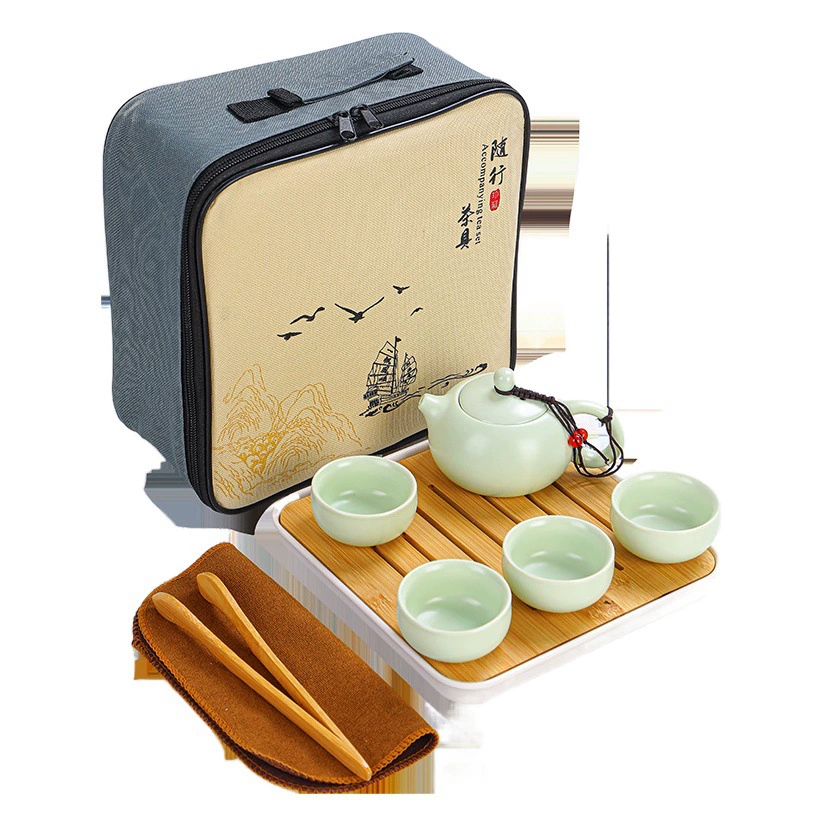 Открытый дорожный чайный сервиз горшок из четырех чашек с чайным подносом Портативный Костюм компания чай подарок оптом