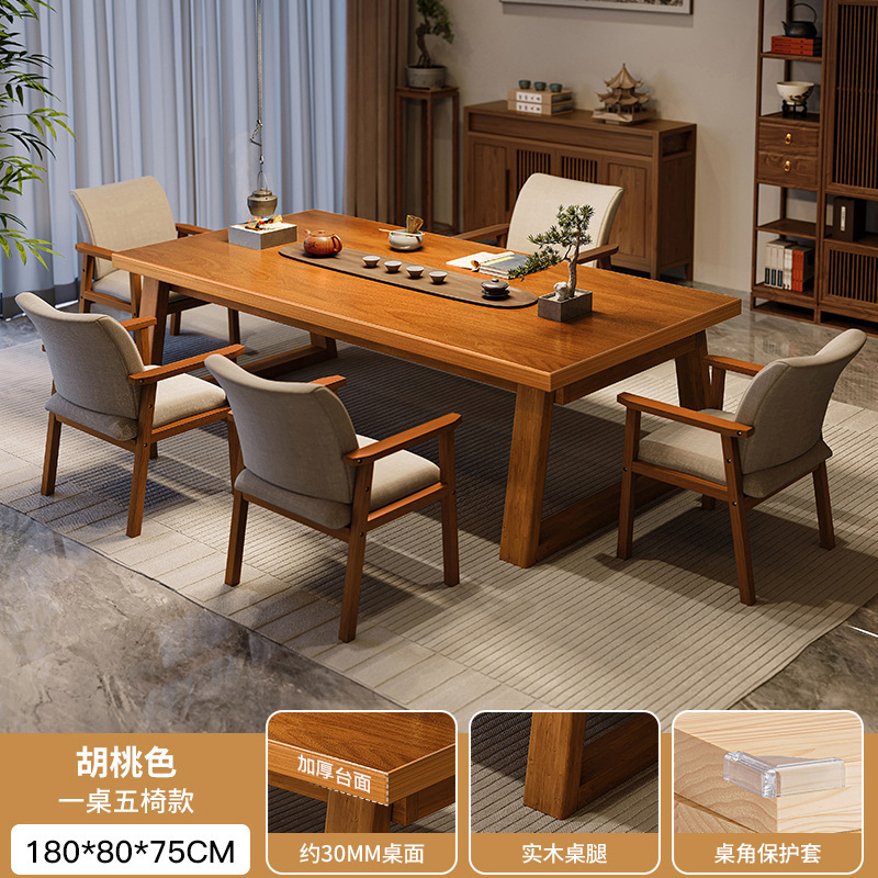 Salón de estar escritorio largo para la sala de estar escritorio de escritorio escritorio de madera maciza escritorio de computadora para estudiar doble mesa larga