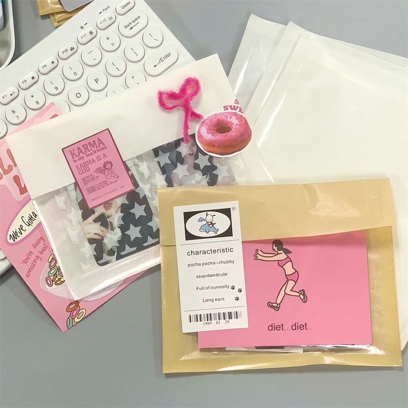 ins Brown transparent film flat pocket paper bag star tablet account material card packing bag gift bag bread bag